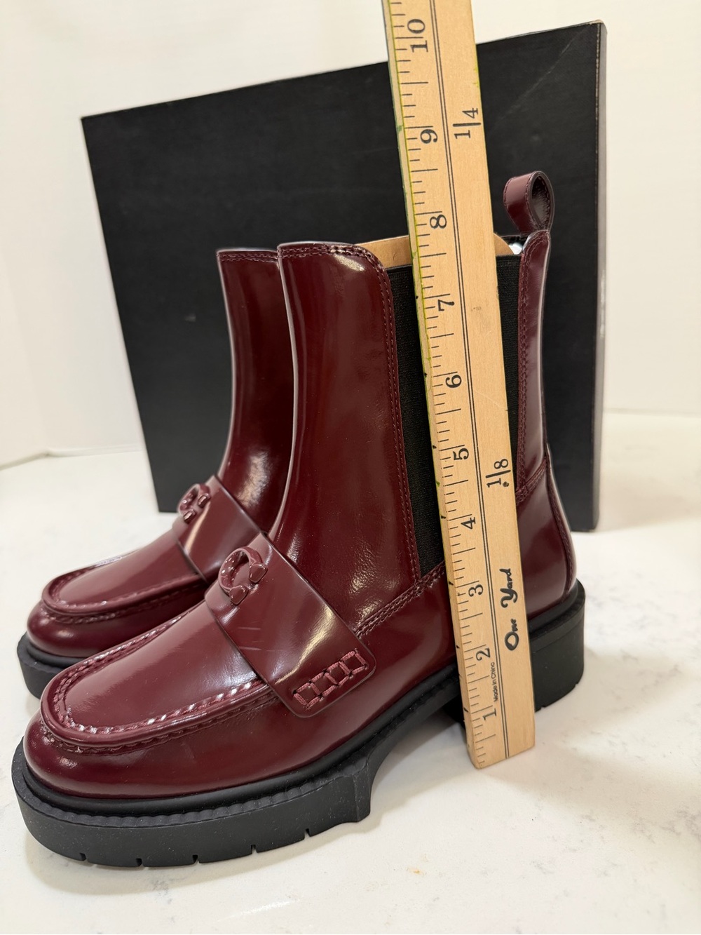 Authentic Coach Retail Burgundy Leather Chelsea Booties - Picture 12 of 13